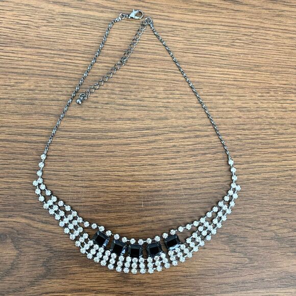 Unbranded Jewelry - Vintage Style Rhinestone Necklace Black and Clear Crystal Statement Choker
